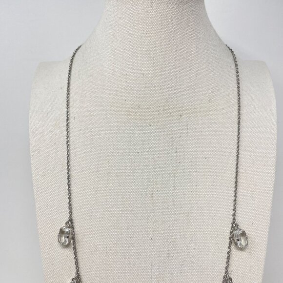 Ann Taylor Crystal Drop Necklace Silver-Tone Long‎ Classic Elegant Dressy - Picture 5 of 11